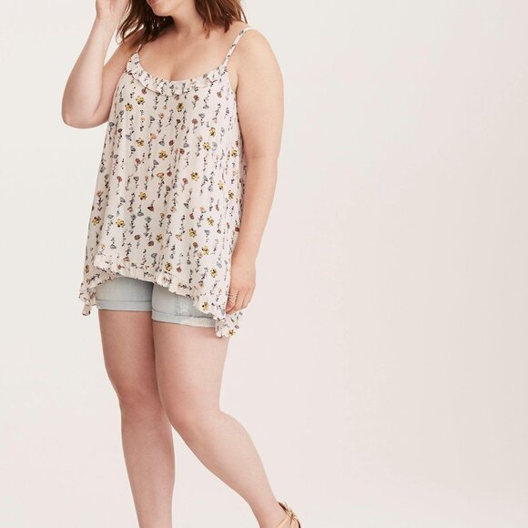 torrid - Floral Print Sharkbite Ruffle Trim Cami - Size 4 - Picture 3 of 6